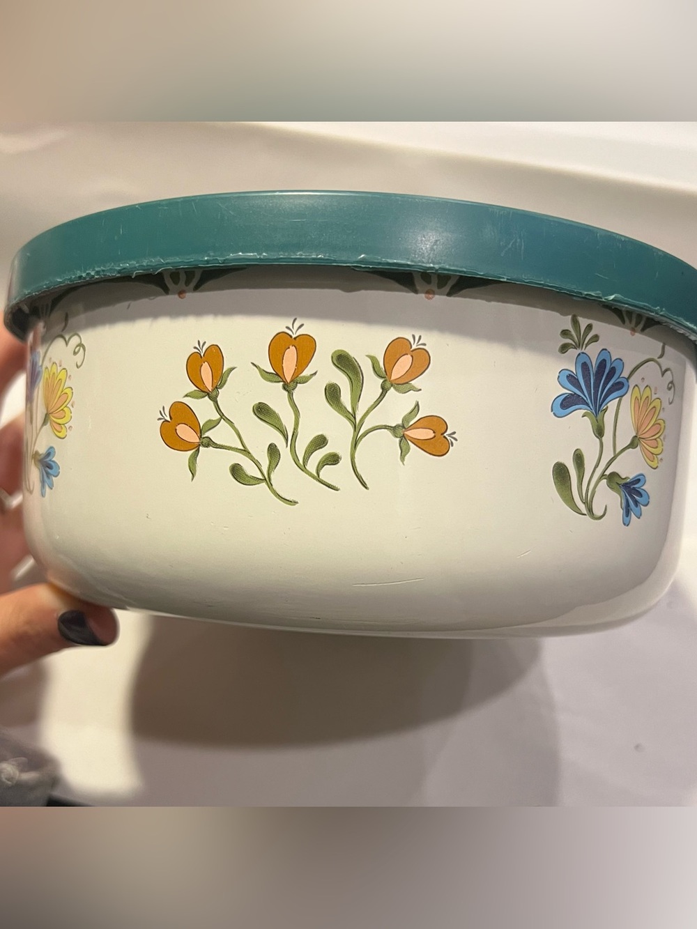 Vintage Sterilite Floral Nesting Bowl Set of 3 + Large Lid Retro Kitchens